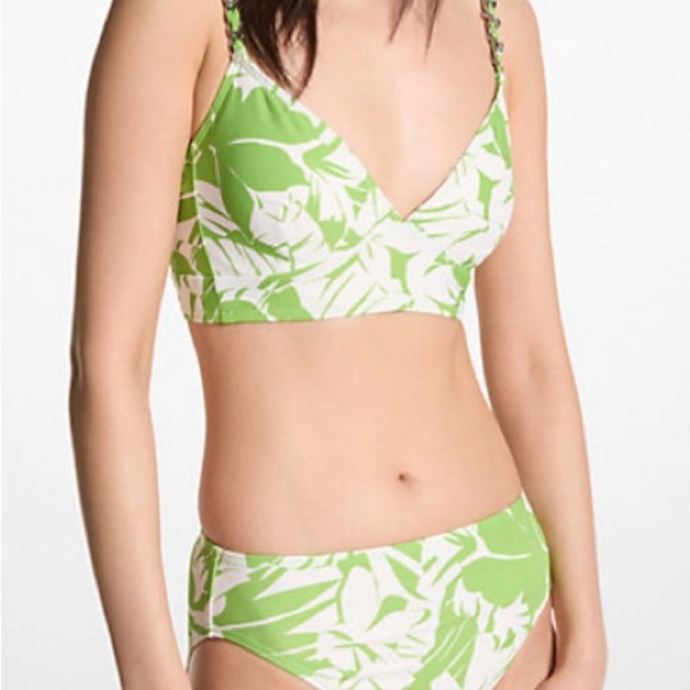 MICHAEL Michael Kors Green and White Floral Bikini